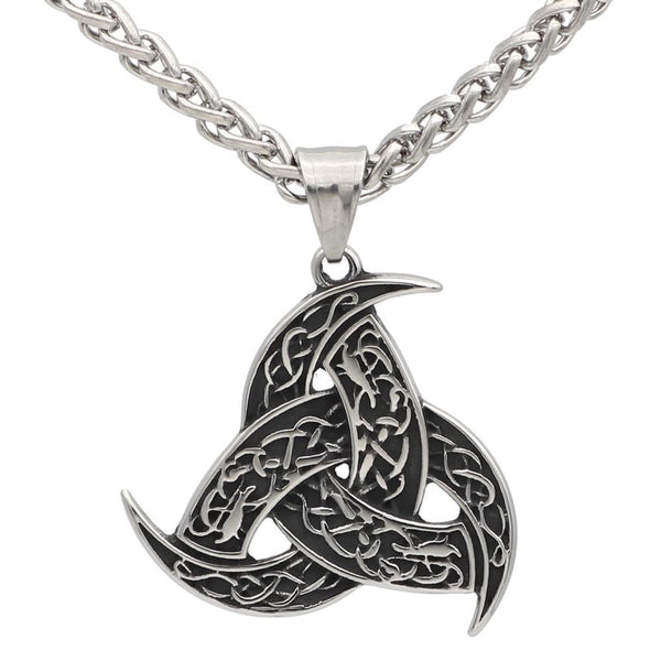 Men's Stainless Steel Nordic Viking Odin's Horn Valknut Pendant Necklace - InnovatoDesign