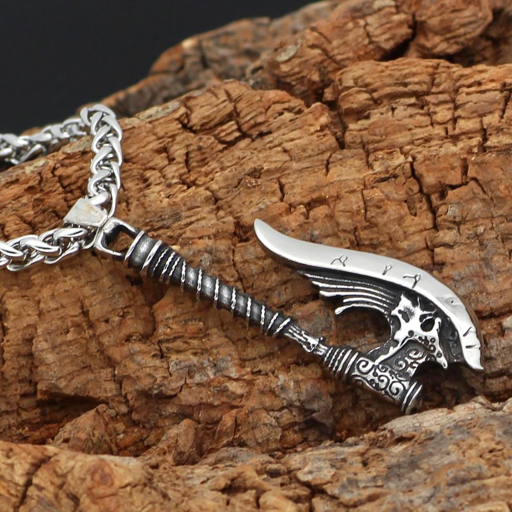 Men's Stainless Steel Nordic Axe Talisman Pendant Necklace-Necklaces-Innovato Design-Innovato Design