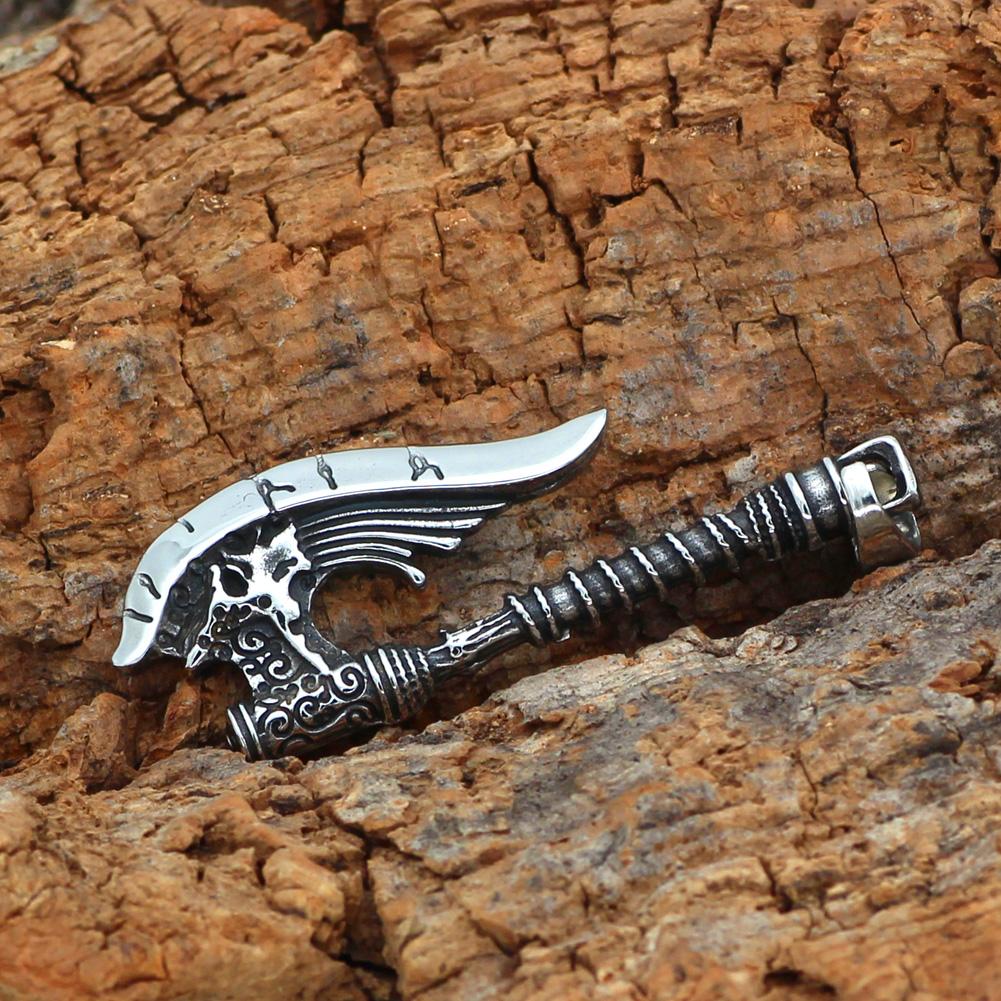 Men's Stainless Steel Nordic Axe Talisman Pendant Necklace-Necklaces-Innovato Design-Innovato Design