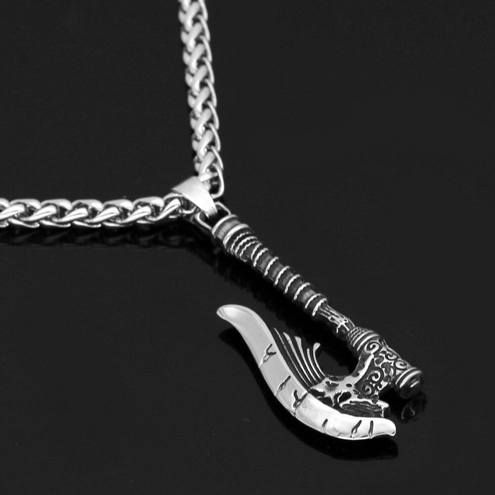 Men's Stainless Steel Nordic Axe Talisman Pendant Necklace-Necklaces-Innovato Design-Innovato Design