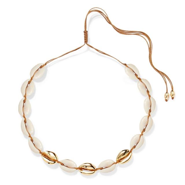 Multi-layer Gold Plated Puka Shell Rope Necklace-Necklaces-Innovato Design-Alfa-Innovato Design