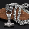 Norse Snake Chain Necklace with Thor's Hammer, Wolf and Worrier Pendant - InnovatoDesign