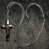 Black Obsidian Stone Jesus Cross Pendant with Rope Necklace - InnovatoDesign