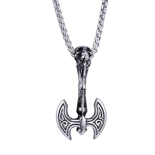 Stainless Steel Viking Axe Pendant and Chain Necklace-Necklaces-Innovato Design-Black-24"-Innovato Design