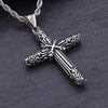 Black and Silver Catholic Cross Pendant with Chain Necklace - InnovatoDesign