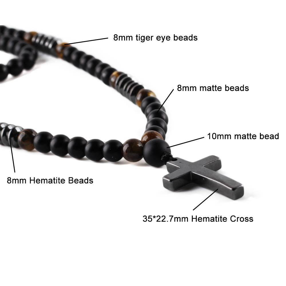 Long Beaded Hamitate Cross Necklace 38" inch-Necklaces-Innovato Design-Innovato Design