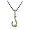 Metallic Fish Hook Pendant with Leather Rope Necklace-Necklaces-Innovato Design-Gold-Innovato Design