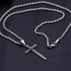 Thin Gothic Silver Cross Pendant with Black Crystal Necklace - InnovatoDesign