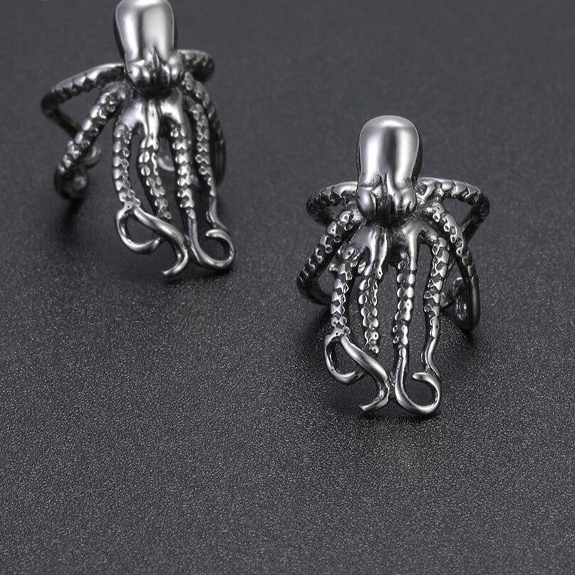 Octopus 316L Stainless Steel Punk Clip Earrings-Earrings-Innovato Design-Innovato Design