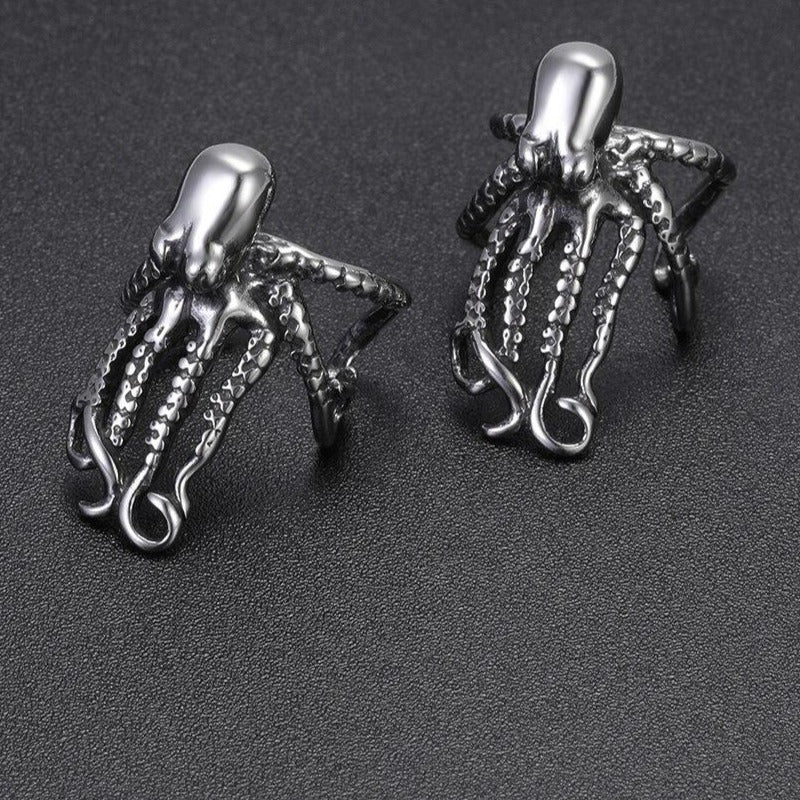 Octopus 316L Stainless Steel Punk Clip Earrings-Earrings-Innovato Design-Innovato Design