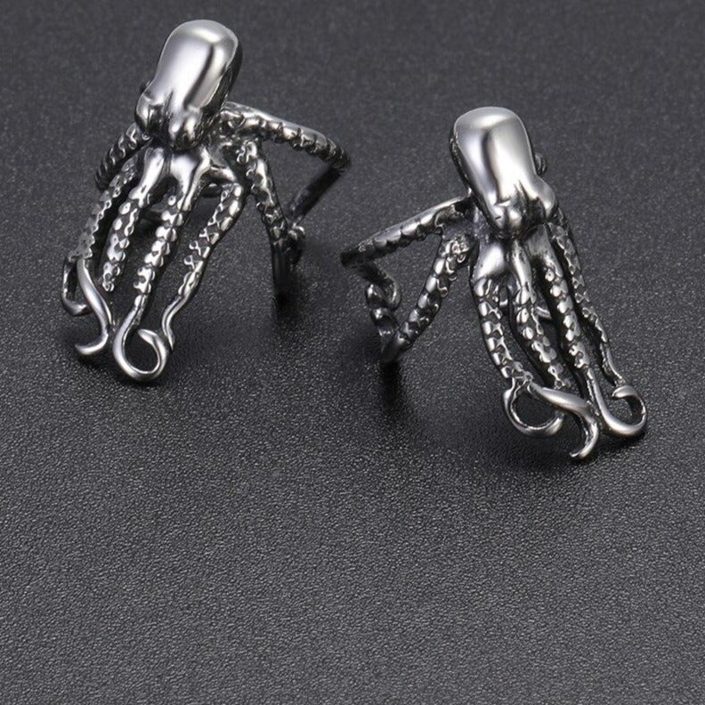 Octopus 316L Stainless Steel Punk Clip Earrings-Earrings-Innovato Design-Innovato Design