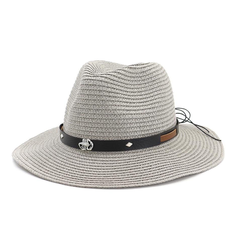 Straw Panama Hat with Scorpion Belt-Hats-Innovato Design-Beige-Innovato Design