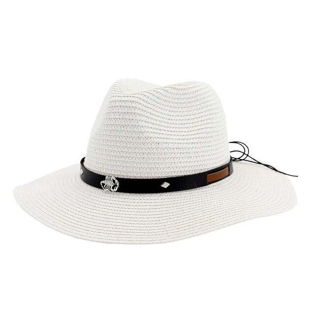 Straw Panama Hat with Scorpion Belt-Hats-Innovato Design-White-Innovato Design