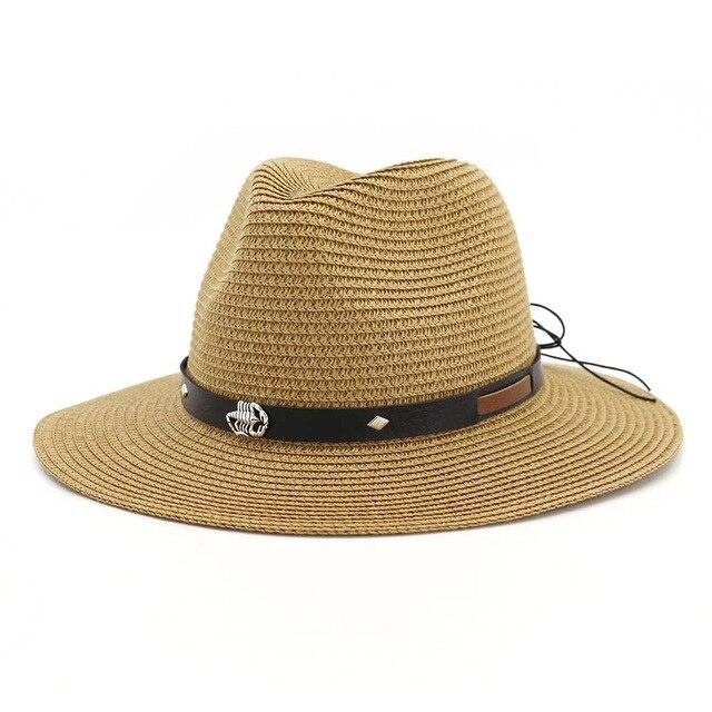 Straw Panama Hat with Scorpion Belt-Hats-Innovato Design-Khaki-Innovato Design