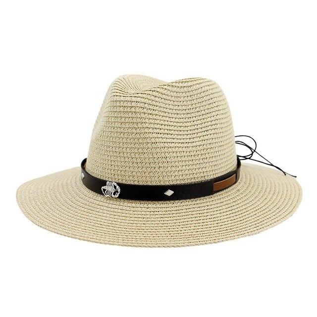 Straw Panama Hat with Scorpion Belt-Hats-Innovato Design-Beige-Innovato Design