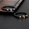 Natural Stone Black Beads Cubic Zirconia Skull Bracelet - InnovatoDesign