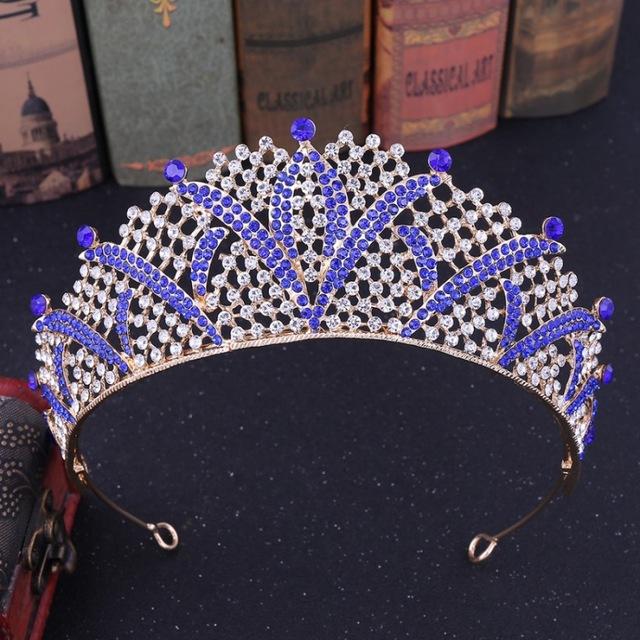 Baroque Crowns & Tiaras for Queen and King with Rhinestones-Crowns-Innovato Design-Blue-Innovato Design