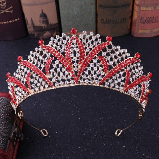 Baroque Crowns & Tiaras for Queen and King with Rhinestones-Crowns-Innovato Design-Red-Innovato Design