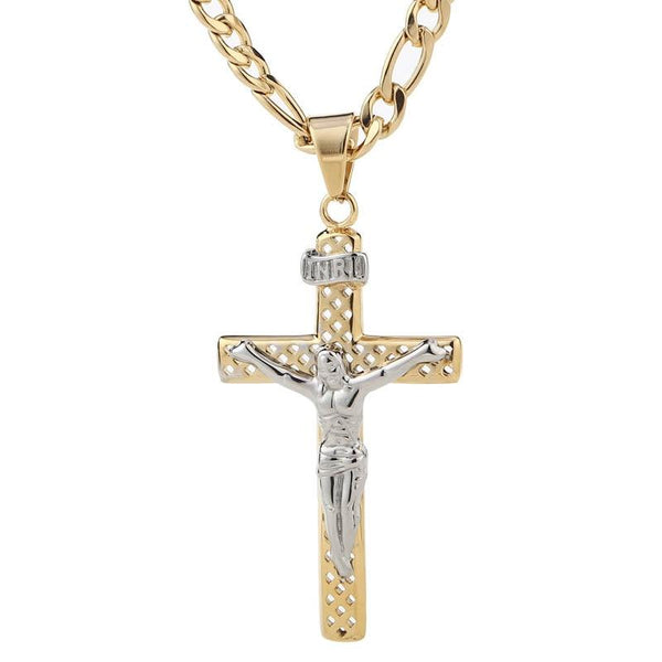 Stainless Steel Jesus Cross Pendant Gold Chain Necklace – Innovato