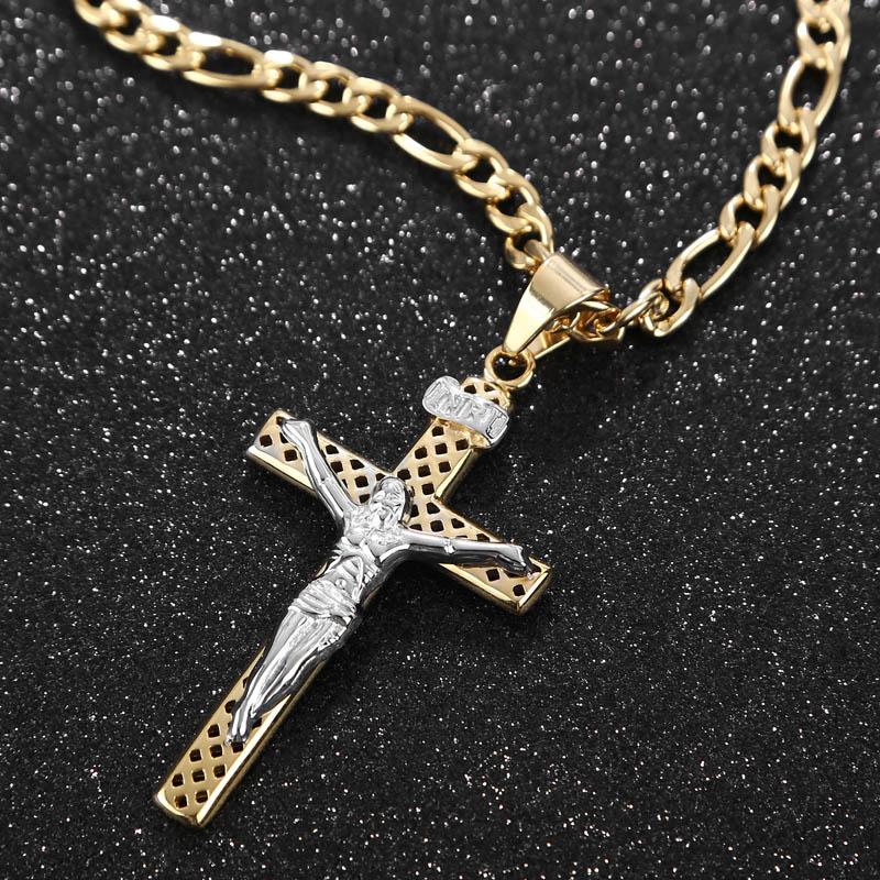 Stainless Steel Jesus Cross Pendant Gold Chain Necklace-Necklaces-Innovato Design-Innovato Design