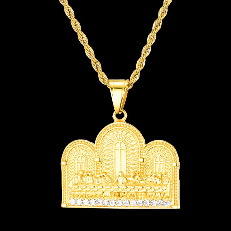 The Last Supper Micro-Paved Rhinestones Stainless Steel Hip-hop Pendant Necklace-Necklaces-Innovato Design-Innovato Design