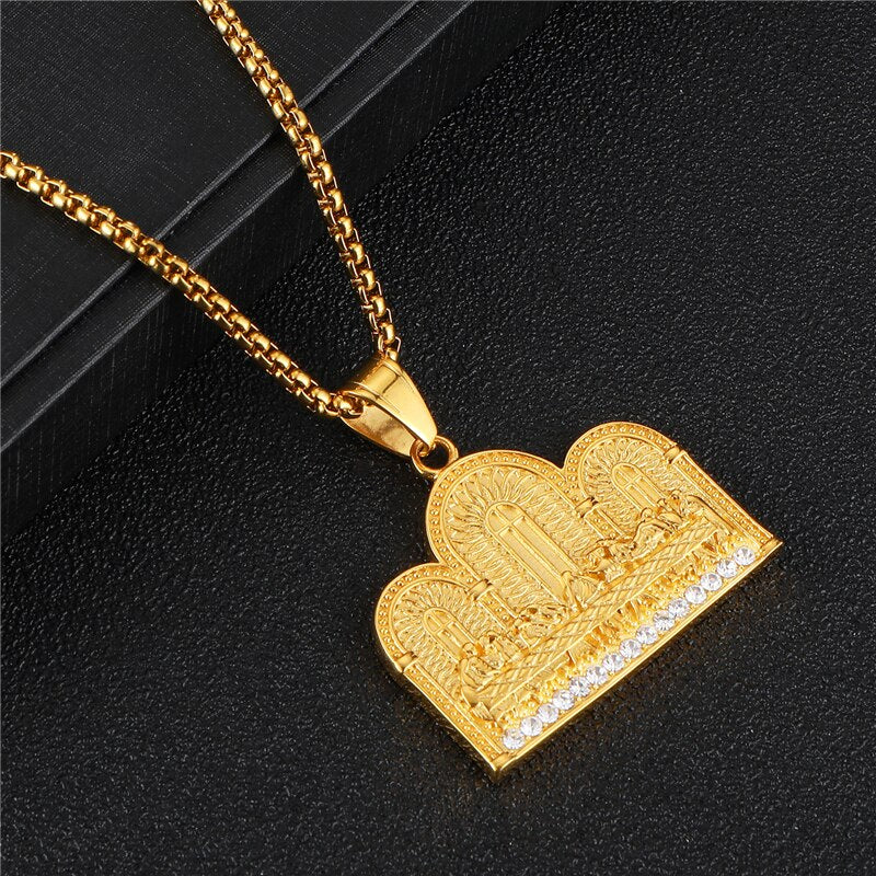 The Last Supper Micro-Paved Rhinestones Stainless Steel Hip-hop Pendant Necklace-Necklaces-Innovato Design-Innovato Design