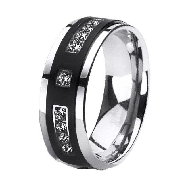Brushed Matte Black Tungsten Carbide and Cubic Zirconia Wedding Ring Set-Rings-Innovato Design-5-5-Innovato Design