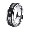 Brushed Matte Black Tungsten Carbide and Cubic Zirconia Wedding Ring Set