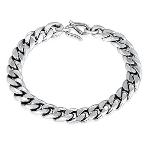 Chain Link 925 Sterling Silver Vintage Fashion Biker Bracelet-Bracelets-Innovato Design-8mm-6.49in-Innovato Design