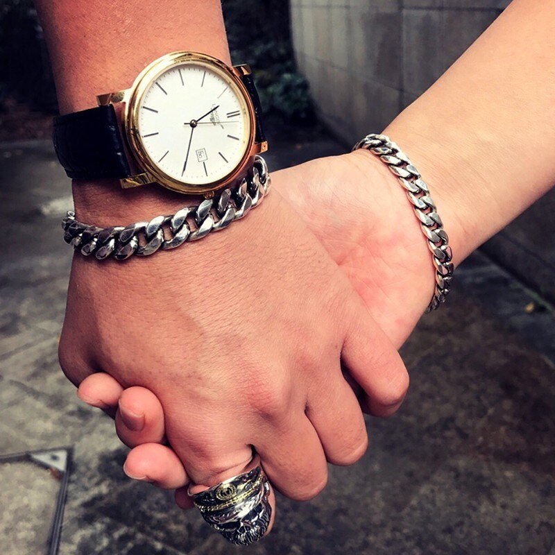 Chain Link 925 Sterling Silver Vintage Fashion Biker Bracelet-Bracelets-Innovato Design-8mm-6.49in-Innovato Design