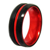 6 & 8mm Black and Red-Plated Tungsten Wedding Ring-Rings-Innovato Design-6-8mm-Innovato Design