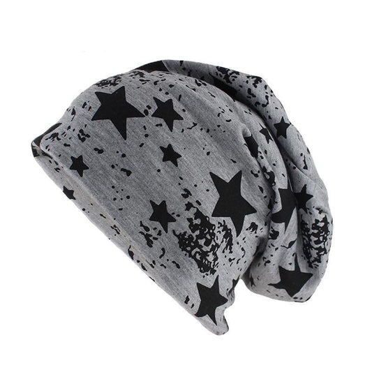 Geometric Star Print Cotton Beanie or Skullie-Hats-Innovato Design-Black-Innovato Design