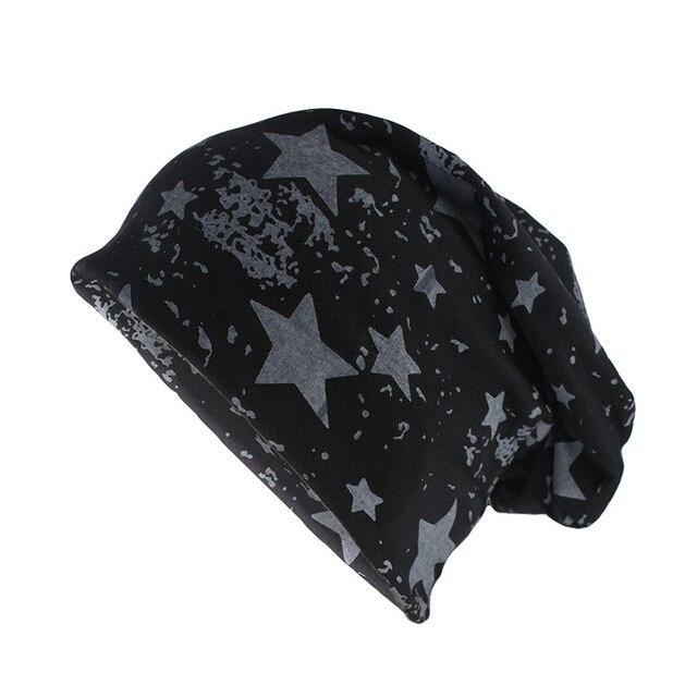 Geometric Star Print Cotton Beanie or Skullie-Hats-Innovato Design-Black-Innovato Design