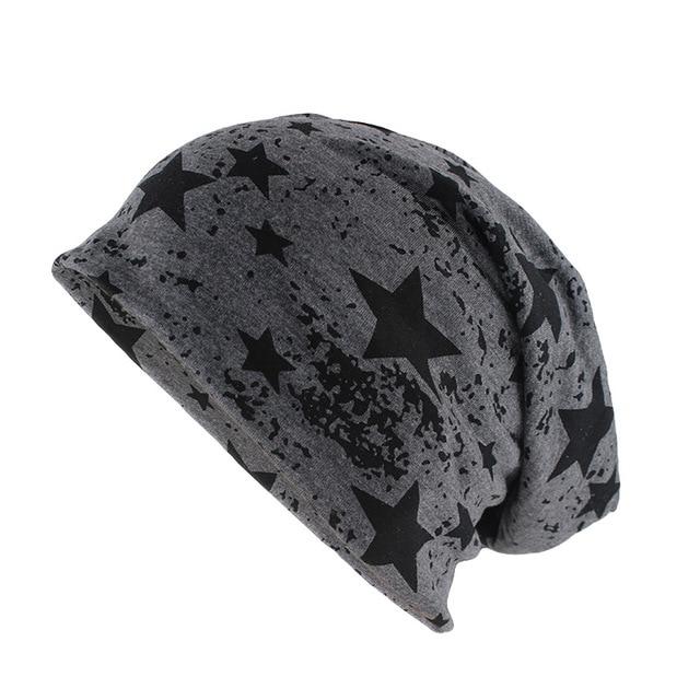 Geometric Star Print Cotton Beanie or Skullie-Hats-Innovato Design-Dark Grey-Innovato Design