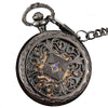 Black and Gold Pocket Watch with Hollow Carved Design - InnovatoDesign