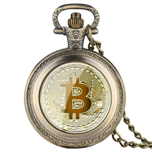 Stainless Steel Pocket Watch with Bitcoin Design-Pocket Watch-Innovato Design-Bronze-Innovato Design