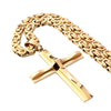 Black & Gold  Cross Pendant with Wavy Metal Overlay and Byzantine Chain Necklace - InnovatoDesign