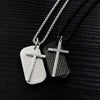 Lord's Prayer Silver Dual Pendant Cross and Dog Tag Necklace - InnovatoDesign