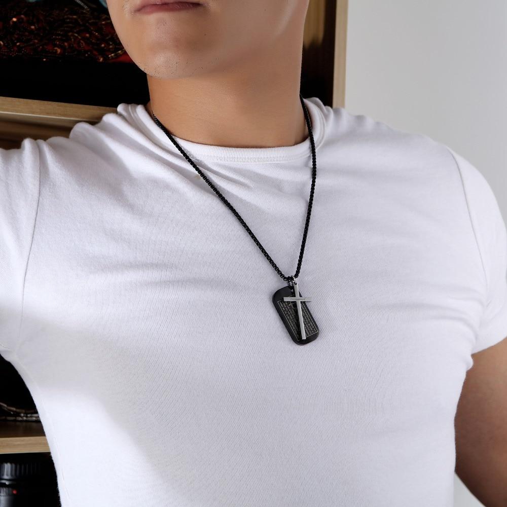 Lord's Prayer Silver Dual Pendant Cross and Dog Tag Necklace-Necklaces-Innovato Design-Silver-Innovato Design