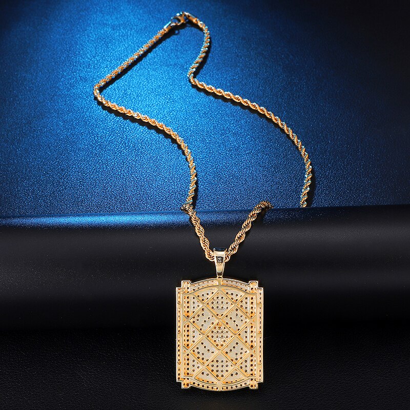 Rhinestone-Studded Gold-Plated Jesus Bling Rope Chain Hip-hop Pendant Necklace-Necklaces-Innovato Design-Innovato Design