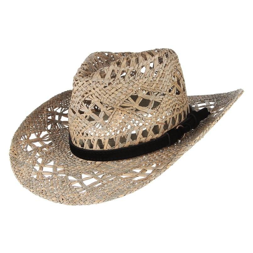 Straw Cowboy Summer Hat with Choice of Wood Beads, PU Leather Band or Rhinestones-Hats-Innovato Design-Wood Beads-Innovato Design