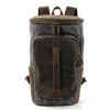 Vintage Waterproof Canvas Leather Daypack 20 to 35 Liter Backpack-Canvas and Leather Backpack-Innovato Design-Dark Grey-Innovato Design