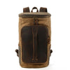 Vintage Waterproof Canvas Leather Daypack 20 to 35 Liter Backpack-Canvas and Leather Backpack-Innovato Design-Khaki-Innovato Design