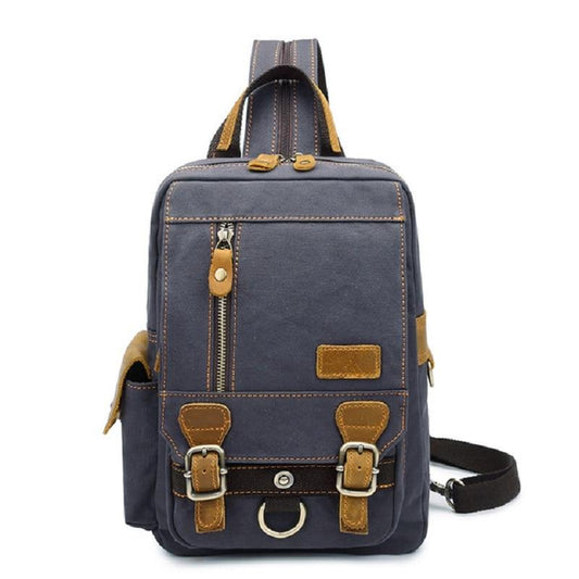 Canvas and Genuine Leather School Backpack 20 Litre-Canvas and Leather Backpack-Innovato Design-Dark Grey-Innovato Design