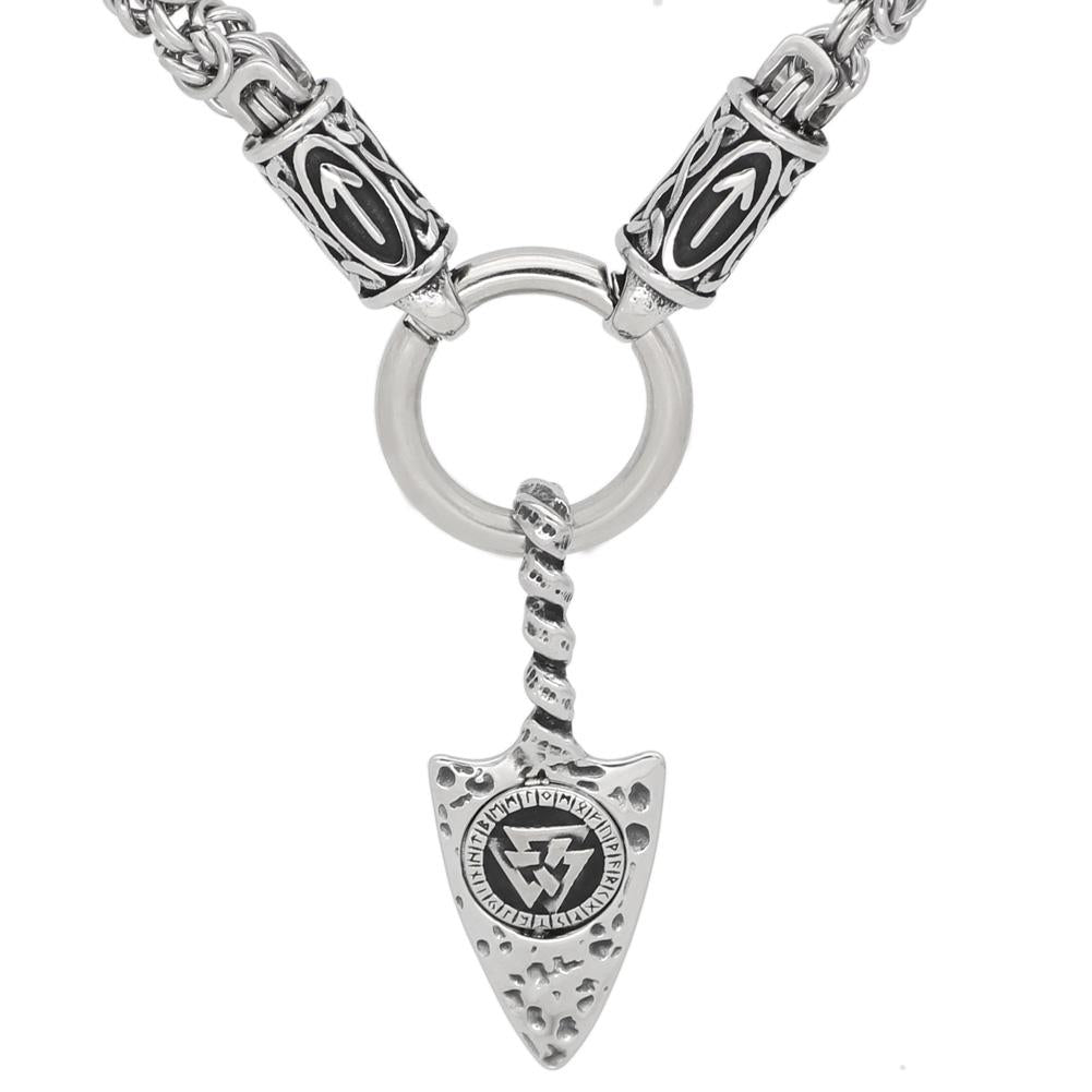 Men's Stainless Steel Nordic Valknut Rune Amulet Head Pendant Necklace-Necklaces-Innovato Design-20-Innovato Design
