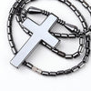 Hematite Drum Bead Necklace with Simple Cross Pendant Necklace - InnovatoDesign