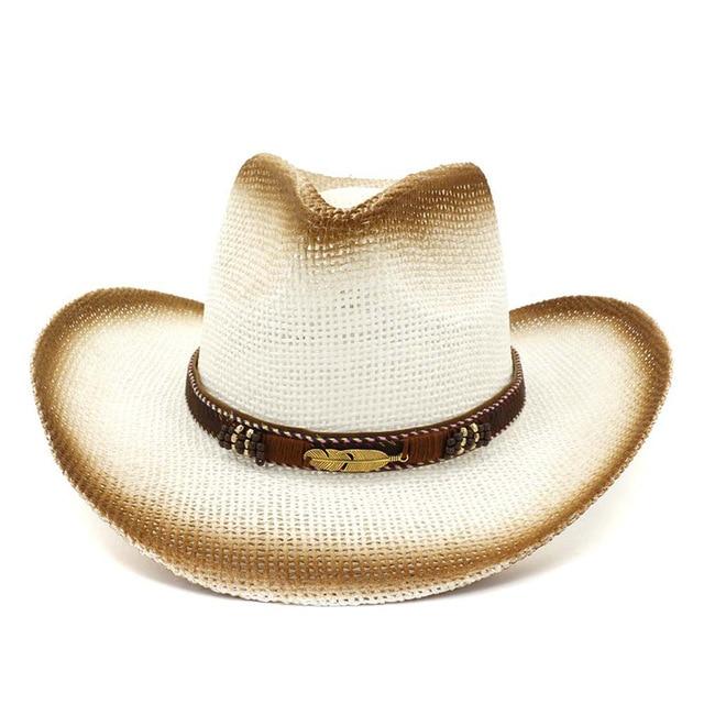 Brown Paper Straw Cowboy Hat-Hats-Innovato Design-White-Innovato Design