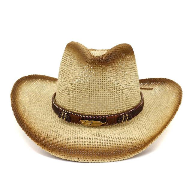 Brown Paper Straw Cowboy Hat-Hats-Innovato Design-Beige-Innovato Design