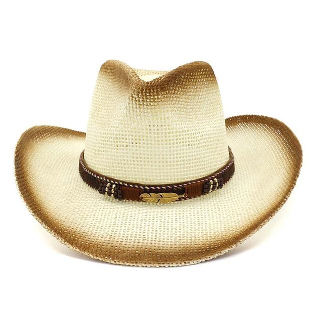 Brown Paper Straw Cowboy Hat-Hats-Innovato Design-Milk White-Innovato Design