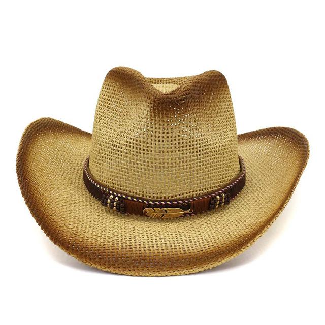 Brown Paper Straw Cowboy Hat-Hats-Innovato Design-Khaki-Innovato Design